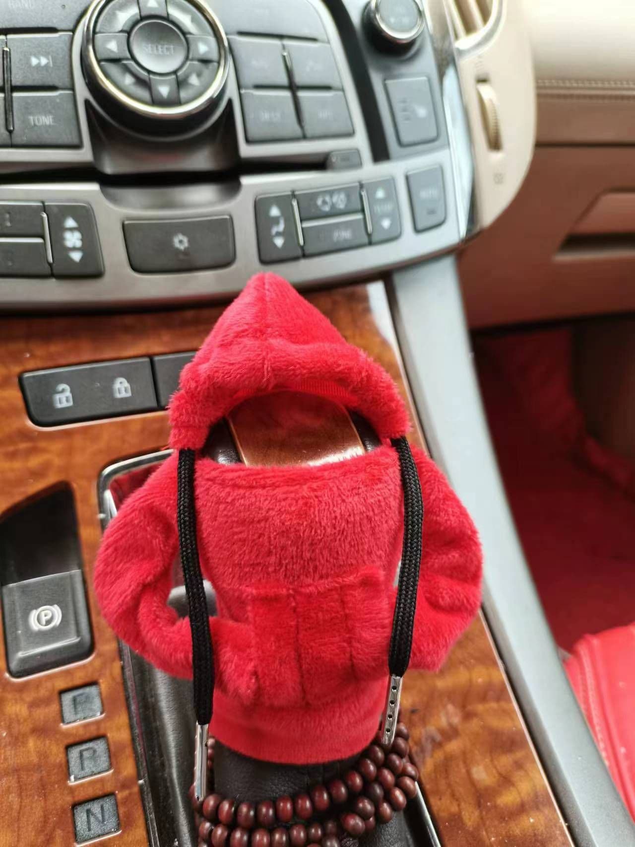 image-Velvet Car Gear Handle Sleeve Handle Decorative Knob Hoodie Handbrake Cover Hoodie