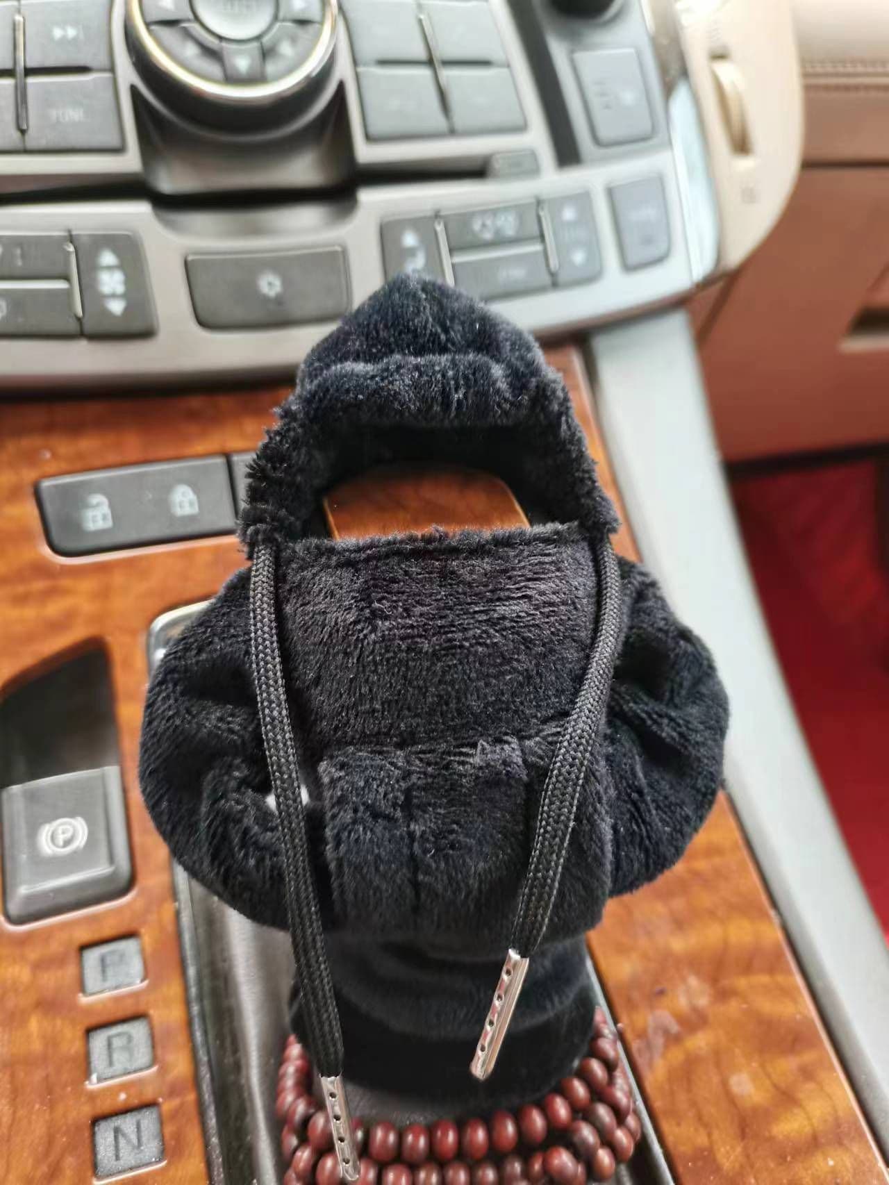 image-Velvet Car Gear Handle Sleeve Handle Decorative Knob Hoodie Handbrake Cover Hoodie