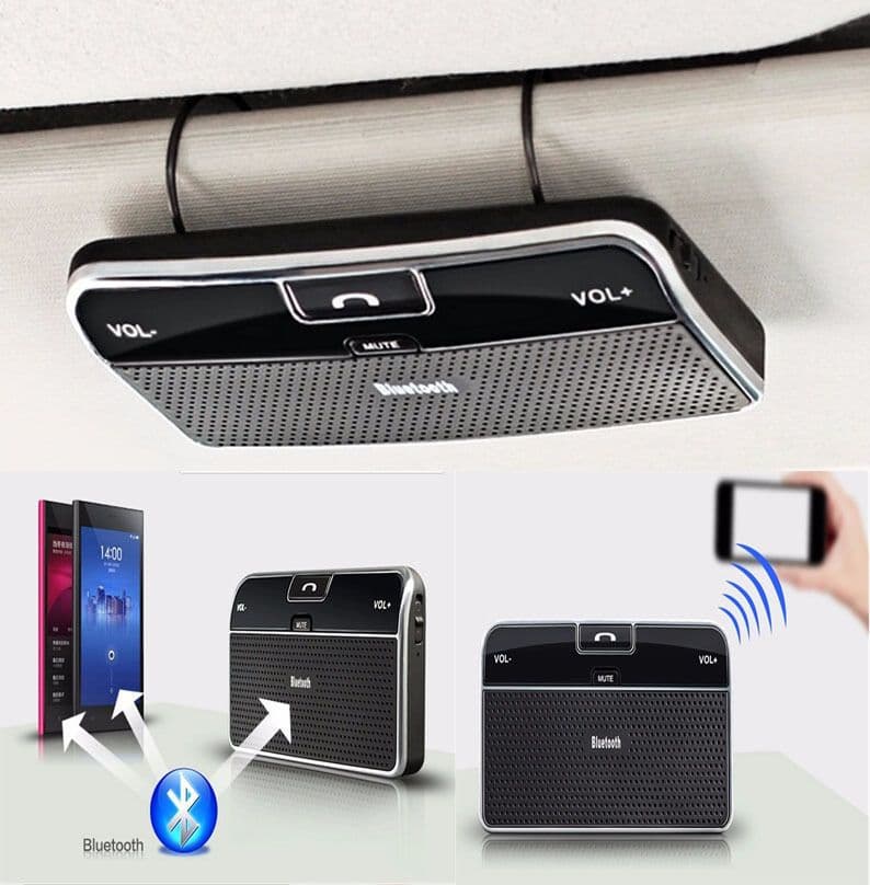 image-Wireless Bluetooth Car Kit Set Handsfree Speakerphone V4.0 Multipoint Sun Visor Speaker for Phone Smartphones Car Charger