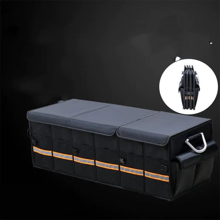image-Car Trunk Organizer Foldable Cover Heavy Duty Collapsible Car Trunk Storage Box Car Cargo Trunk Bag With Lid For Sedan SUV