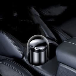 image-Car Ashtray LED Light Alloy Ash Tray Aluminum Cup Portable Smokeless Auto Ashtray Flame Retardant Cigarette Holder Box