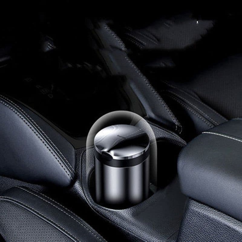 image-Car Ashtray LED Light Alloy Ash Tray Aluminum Cup Portable Smokeless Auto Ashtray Flame Retardant Cigarette Holder Box