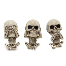image-Skull Car Ornaments Air Outlet Ghost Head Three-piece Interior Pendant Decoration Ornament Ghost Head Desktop Figurines Decor