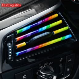 image-New 10pcs Car Interior Air Conditioner Vent Outlet Decoration Stripes Cover Rainbow