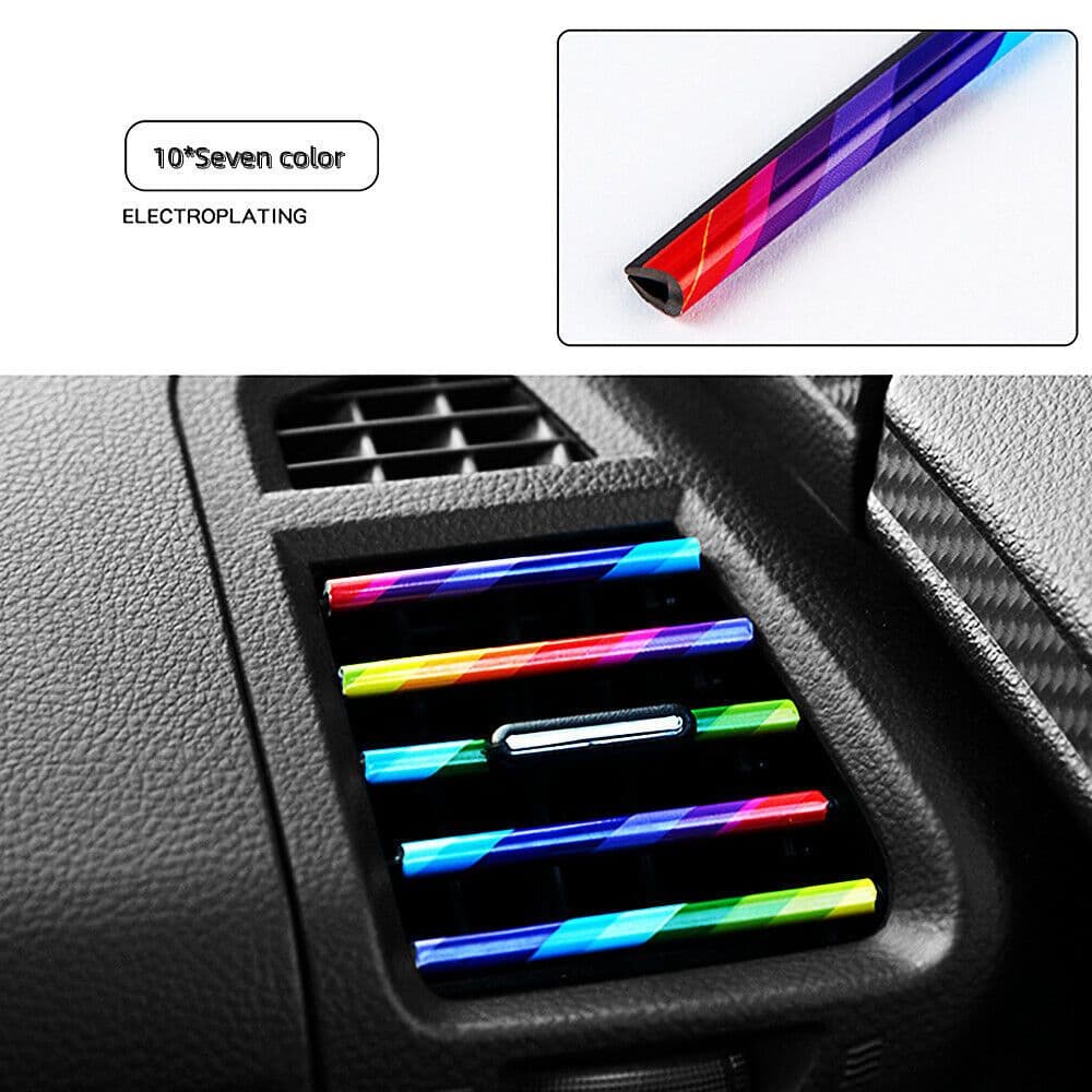 image-New 10pcs Car Interior Air Conditioner Vent Outlet Decoration Stripes Cover Rainbow