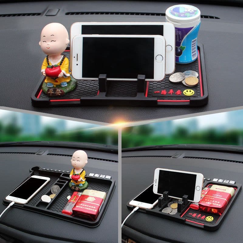 image-Car mobile phone bracket car anti-skid pad car car navigation device anti-mite pad instrument panel multi-function storage pad