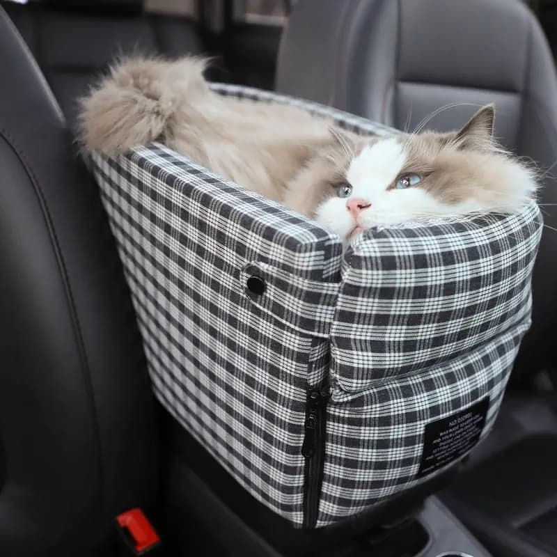 image-Portable Pet Dog Car Seat Central Control Nonslip Dog Carriers Safe Car Armrest Box Booster Kennel Bed For Small Cat Dog Travel