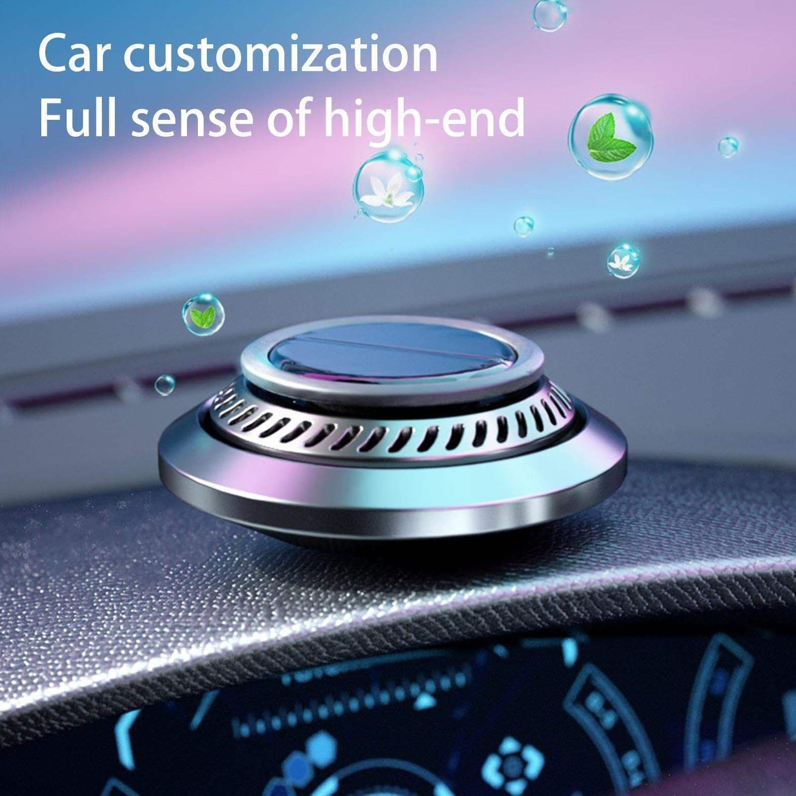 image-Car Air Freshener, Solar Rotating Car Essential Oil Diffuser, Car Interior Decor Accessories, Odor Eliminator For Car Office Home Car Aromatherapy Car Essential Oil Diffuser Auto Diffuser