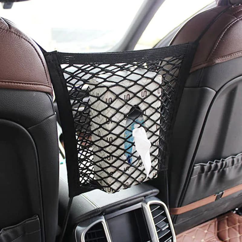 image-Rental Dog Barrier Seat Net Organizer Universal Elastic Auto In The Back Seat For Storage