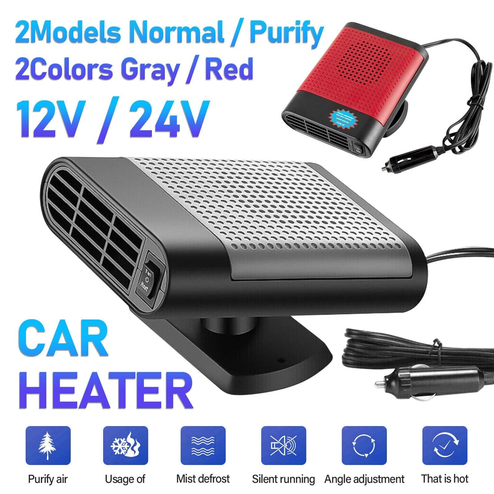 image-1000W Car Heater 12V Portable Electric Heating Fan Defogger Defroster Demister