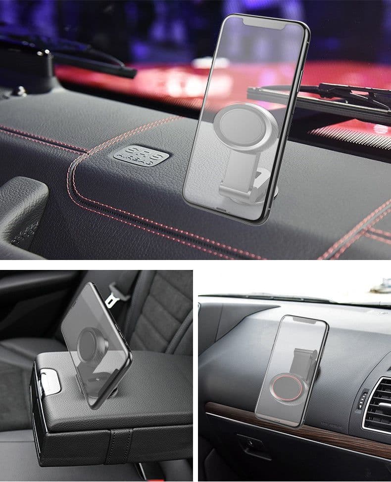 image-360 Degree Rotating Desktop Folding Magnetic Car Navigation Mobile Phone Holder Car Dashboard Support Frame Auto Accessories