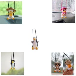image-Car Pendant Cute Anime Little Duck Swing Auto Rearview Mirror Hanging Ornaments Interior Decoraction Accessories For Girls Gifts