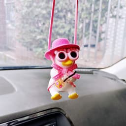 image-Car Pendant Cute Anime Little Duck Swing Auto Rearview Mirror Hanging Ornaments Interior Decoraction Accessories For Girls Gifts