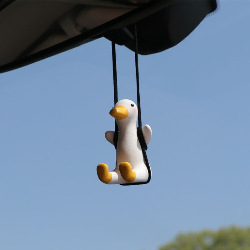image-Car Pendant Cute Anime Little Duck Swing Auto Rearview Mirror Hanging Ornaments Interior Decoraction Accessories For Girls Gifts