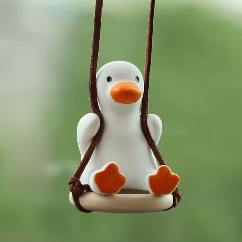 image-Car Pendant Cute Anime Little Duck Swing Auto Rearview Mirror Hanging Ornaments Interior Decoraction Accessories For Girls Gifts