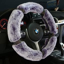image-Car Steering Wheel Cover Winter Plush Steering Wheel Cover Korea Diamond Fashion Cute Handle Cover Car Accessories