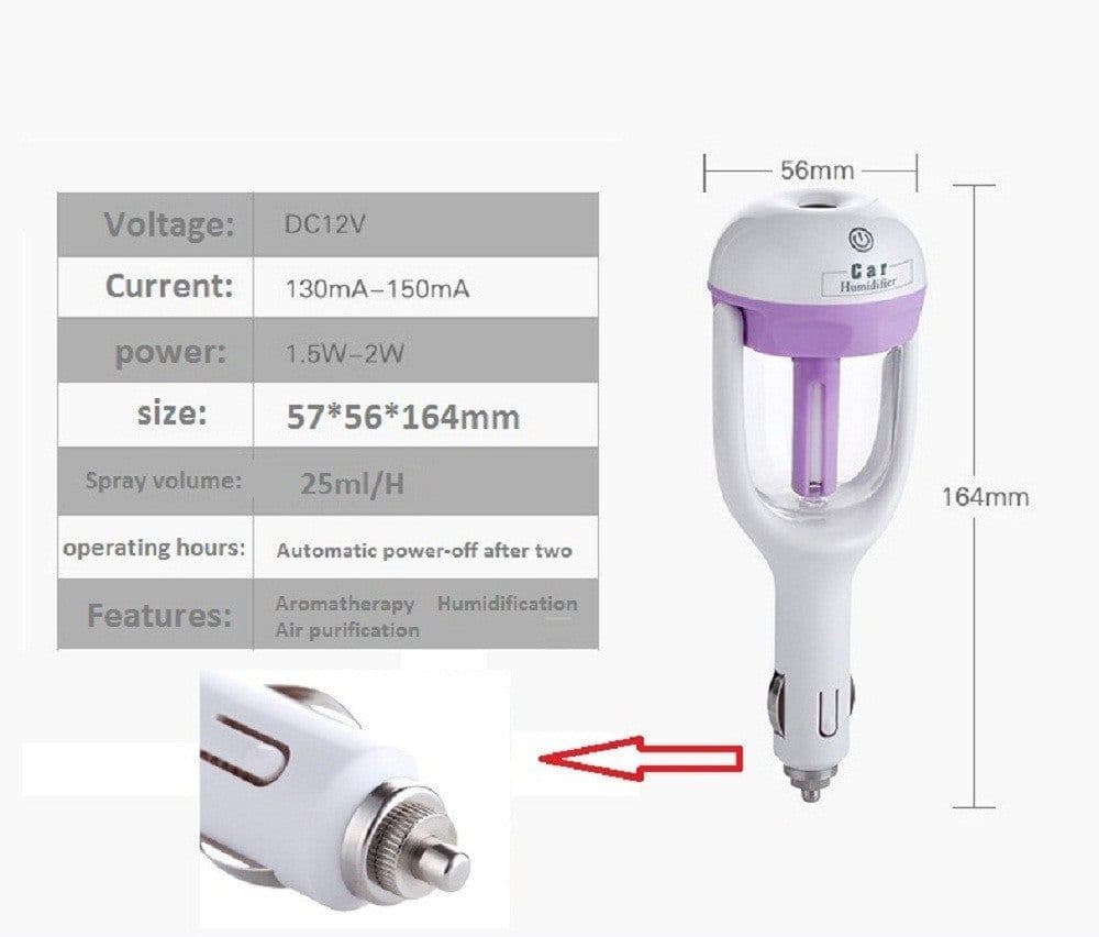 image-Mini 12V Car Steam Humidifier Air Purifier Aroma Diffuser Essential Oil Diffuser Car Humidifier