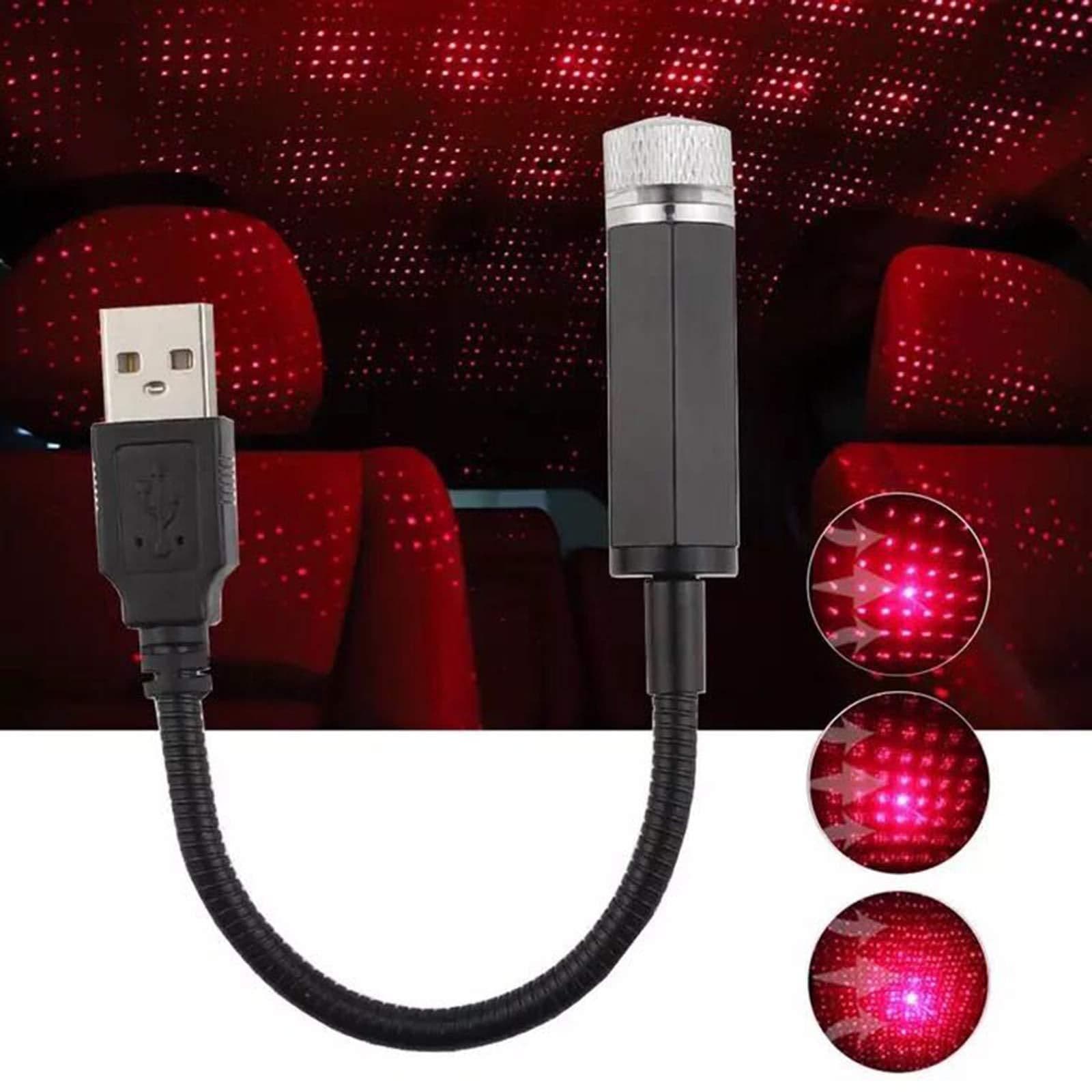 image-Car LED Starry Sky Night Light USB Powered Galaxy Star Projector Lamp For Car Roof Room Ceiling Decor Plug And Play