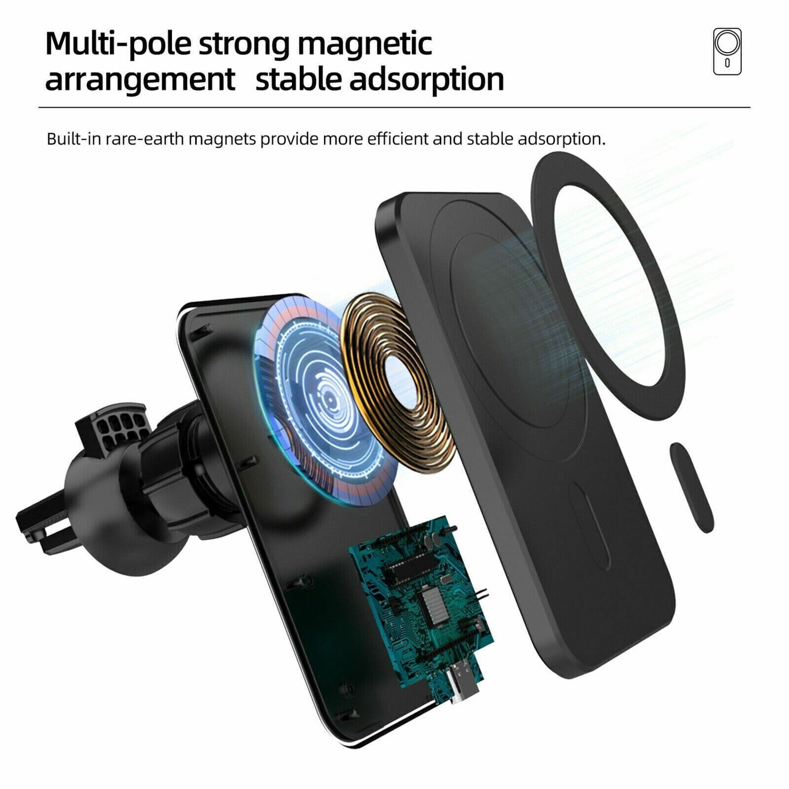 image-Magnetic Wireless Chargers Car Air Vent Stand Phone Holder Mini QI Fast Charging Station For Phone