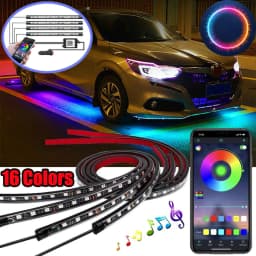 image-Auto LED RGB Interior Atmosphere Strip Light Decorative Foot Lamp With USB Wireless Remote Music Control Multiple Modes For Car