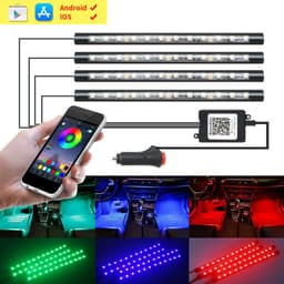 image-Auto LED RGB Interior Atmosphere Strip Light Decorative Foot Lamp With USB Wireless Remote Music Control Multiple Modes For Car