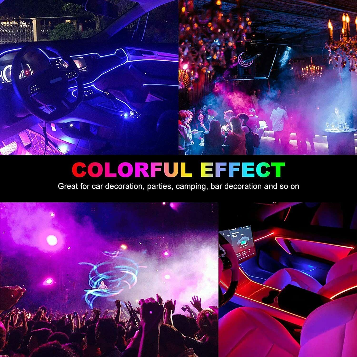 image-Auto LED RGB Interior Atmosphere Strip Light Decorative Foot Lamp With USB Wireless Remote Music Control Multiple Modes For Car