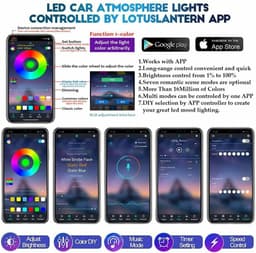 image-Auto LED RGB Interior Atmosphere Strip Light Decorative Foot Lamp With USB Wireless Remote Music Control Multiple Modes For Car