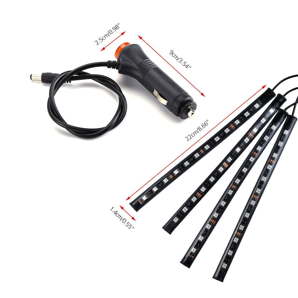 image-Auto LED RGB Interior Atmosphere Strip Light Decorative Foot Lamp With USB Wireless Remote Music Control Multiple Modes For Car