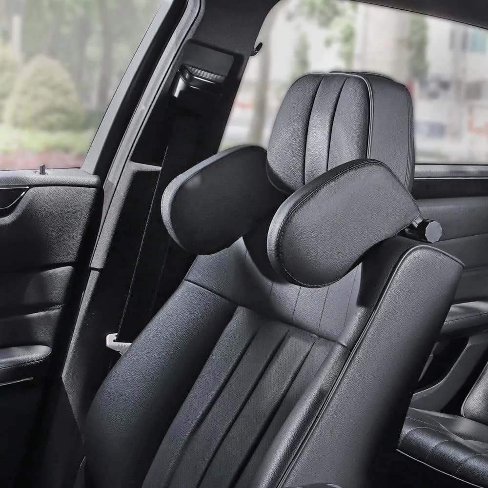 image-Car headrest pillow Sleep Adjustable Side Car Soft Travel Seat Headrest Auto Leather Support Neck Pillow Cushion car accessories