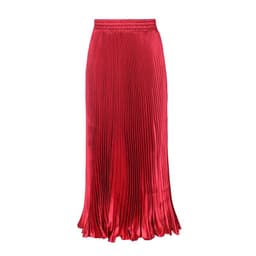 image-European Satin Metallic Pleated Skirt - Long, Elegant, One Size