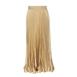 image-European Satin Metallic Pleated Skirt - Long, Elegant, One Size