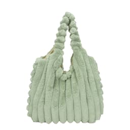 image-Striped Design Plush Bag Winter Fashion Shoulder Armpit Bags Large Capacity Furry Handbags Portable Cute Shopping Tote Bag