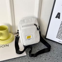 image-Japanese Corduroy Simple Mobile Phone Change Small Square Bag