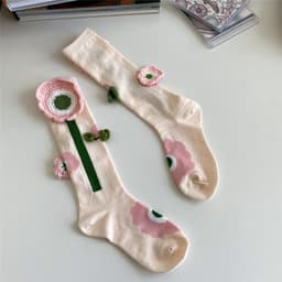 image-Tulip Crochet Cotton Mid Tube Stockings Women's Autumn And Winter