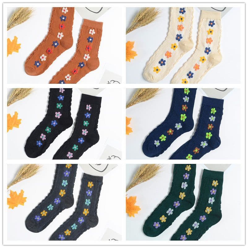 image-Cute autumn and winter stockings small flowers winter flower stockings