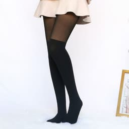 image-Sexy Women Tights Over Knee Double Stripe Sheer Black