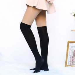 image-Sexy Women Tights Over Knee Double Stripe Sheer Black