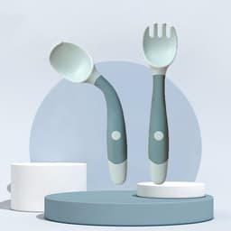 image-Silicone Spoon for Baby Utensils Set Auxiliary Food Toddler Learn To Eat Training Bendable Soft Fork Infant Children Tableware