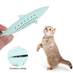 image-Cat Chewing Shark Funny Cat Stick Mint Clean Teeth Molar Stick Silicone Fish Toy