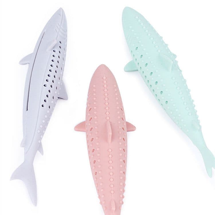 image-Cat Chewing Shark Funny Cat Stick Mint Clean Teeth Molar Stick Silicone Fish Toy