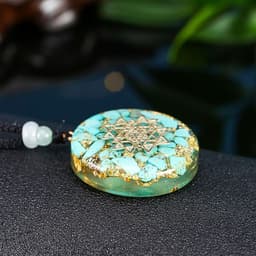 image-Seven Chakra Pendant Energy Crushed Turquoise Organ Necklace