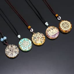 image-Seven Chakra Pendant Energy Crushed Turquoise Organ Necklace