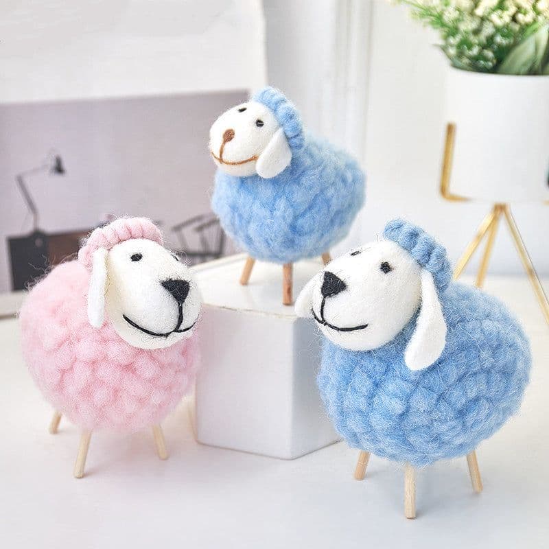 image-Home Decoration Felt Sheep Miniature Decoration Figurines Holiday Party Supplies Accessories