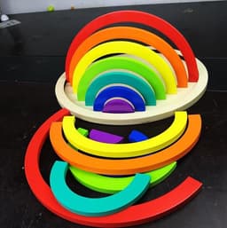 image-Jigsaw Puzzle Large 12-piece Arch Bridge Rainbow Building Blocks Early Childhood Education Toys