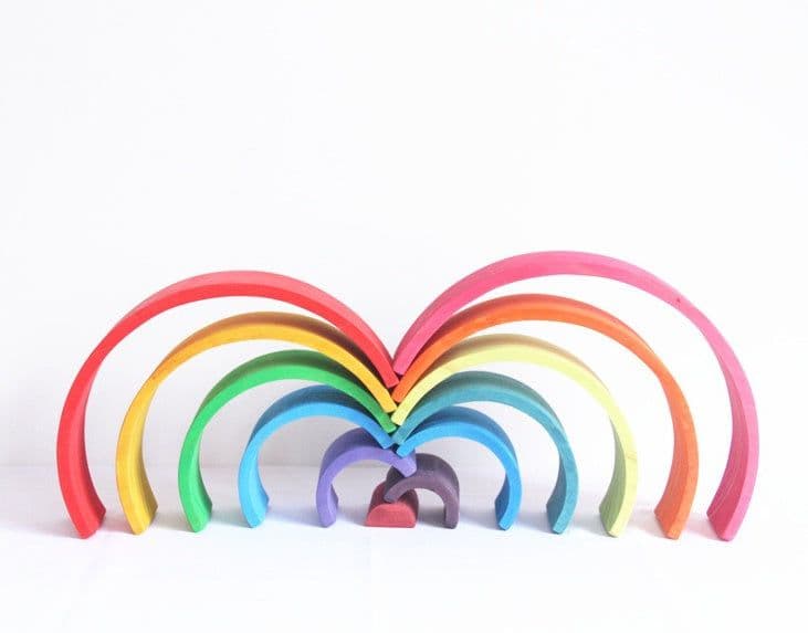 image-Jigsaw Puzzle Large 12-piece Arch Bridge Rainbow Building Blocks Early Childhood Education Toys