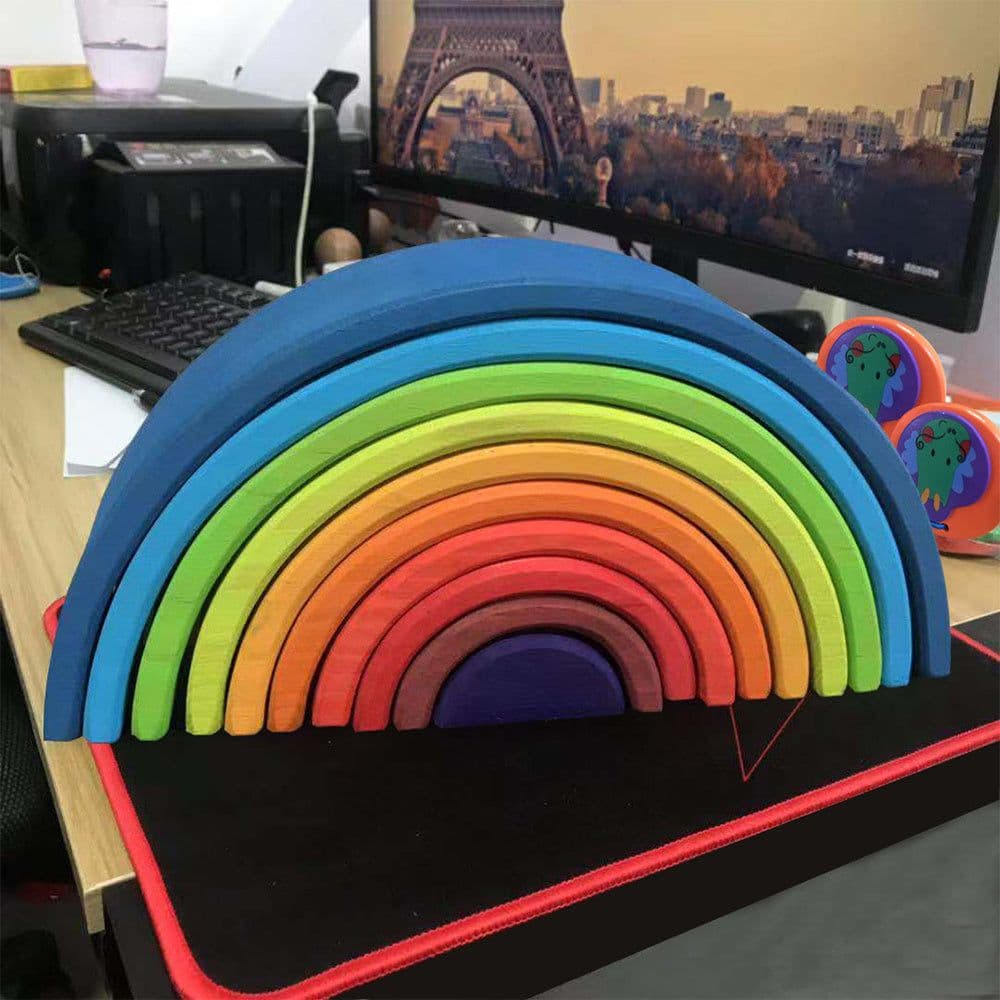 image-Jigsaw Puzzle Large 12-piece Arch Bridge Rainbow Building Blocks Early Childhood Education Toys