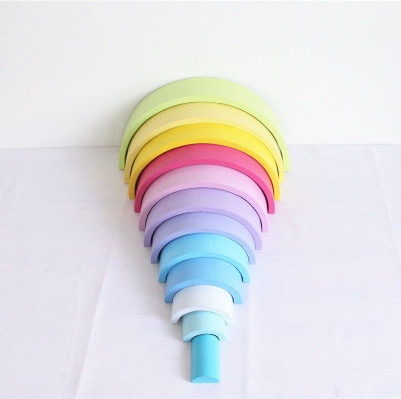 image-Jigsaw Puzzle Large 12-piece Arch Bridge Rainbow Building Blocks Early Childhood Education Toys