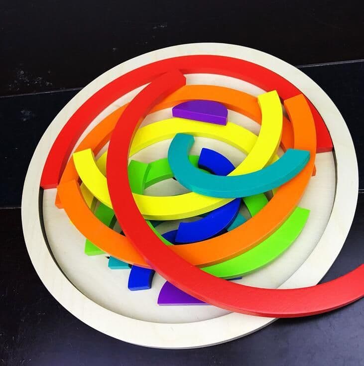 image-Jigsaw Puzzle Large 12-piece Arch Bridge Rainbow Building Blocks Early Childhood Education Toys