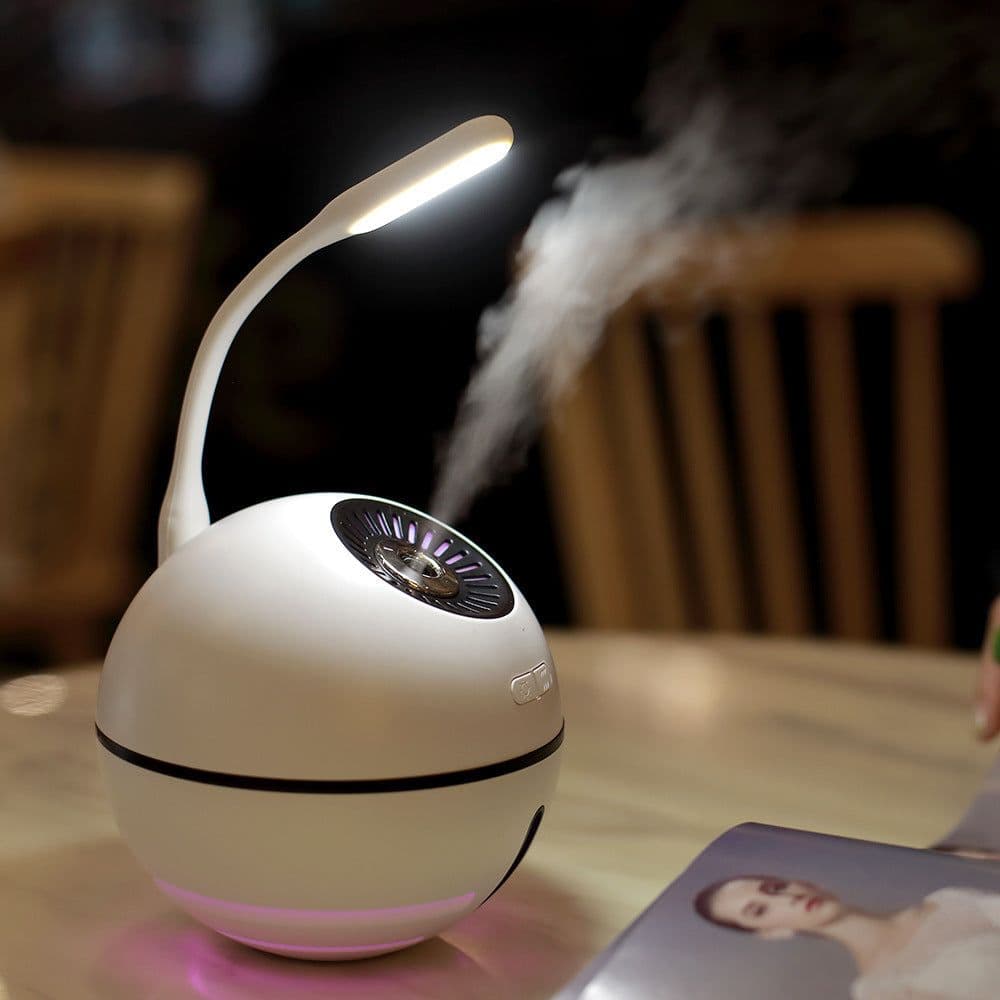 image-Humidifier Rechargeable 2000mA Built-in Lithium Battery Mini Ultrasonic Aroma Humidifier Diffuser with LED Light Fan