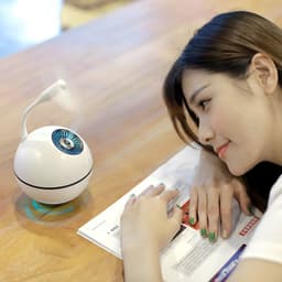image-Humidifier Rechargeable 2000mA Built-in Lithium Battery Mini Ultrasonic Aroma Humidifier Diffuser with LED Light Fan